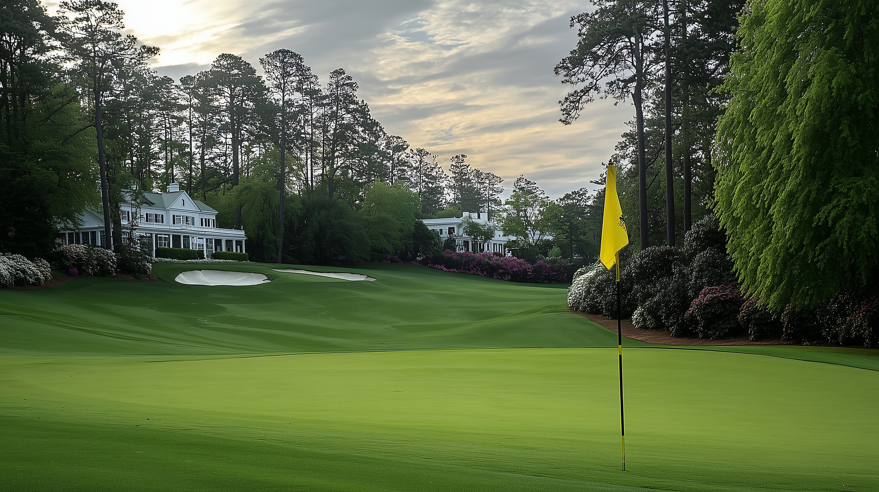 Augusta National Golf Club clubhouse and pristine grounds