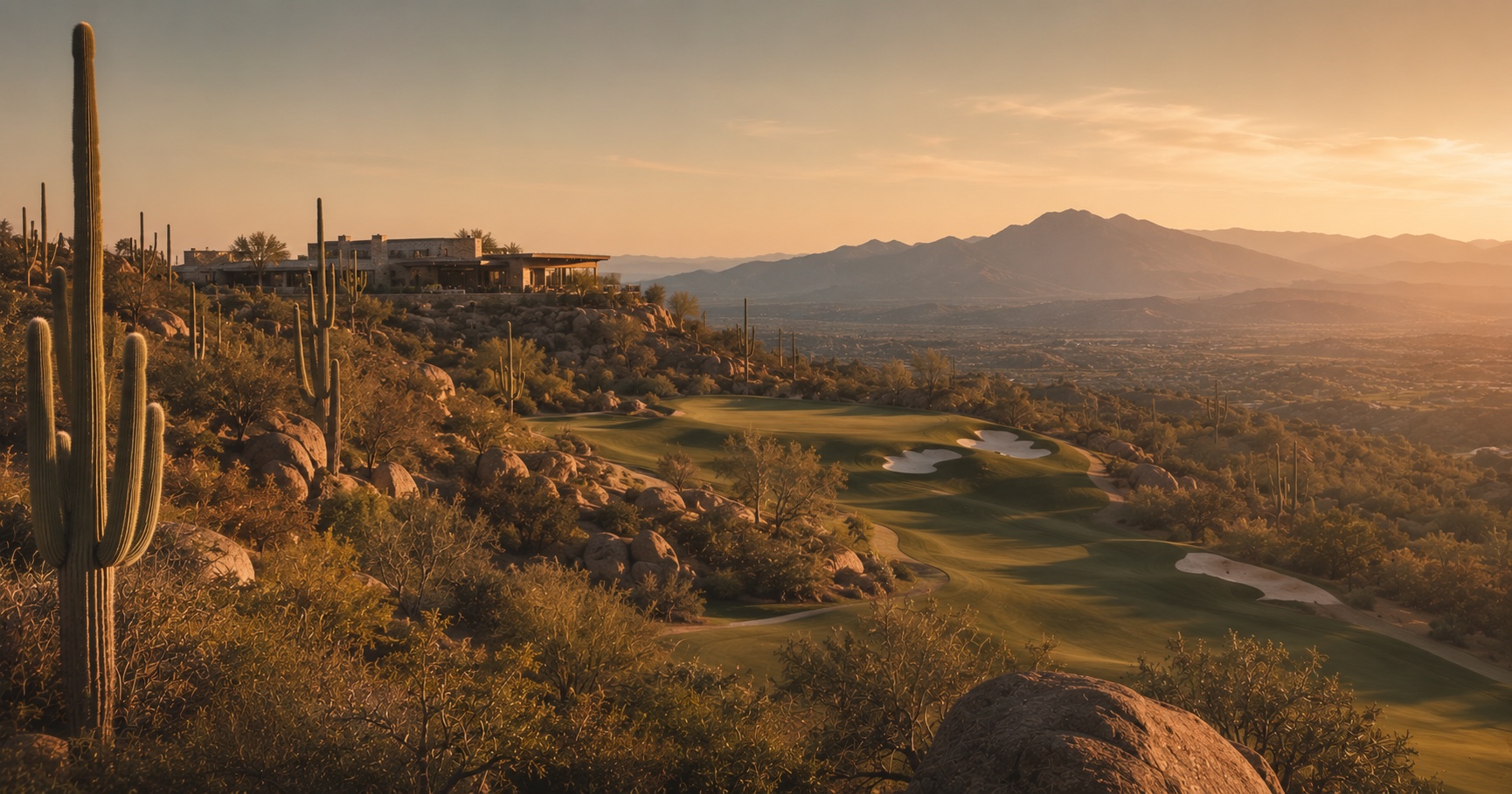 A Jack Nicklaus Signature golf course threading the high Sonoran Desert at Desert Mountain Club in north Scottsdale, Arizona